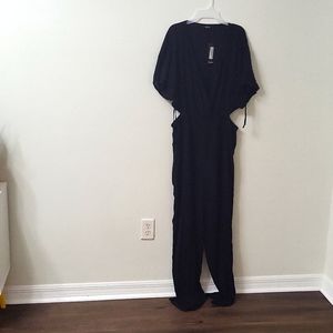 Plus gathered sleeve wide leg jumpsuit